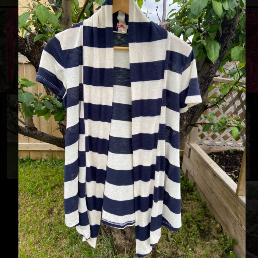 Striped short sleeve cardigan ( jersey)